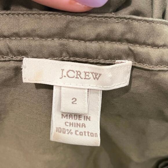 J.Crew Womens Ruffle Neck Blouse Sleevess 100% Cotton Pullover Olive Size 2 - Picture 3 of 3